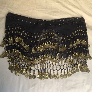 Belly dancing scarf with gold coins.